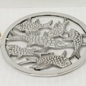Koi Fish Trivet-Kitchen Decor Nature-7.5” Diameter-Metal-Protects countertop-NWT